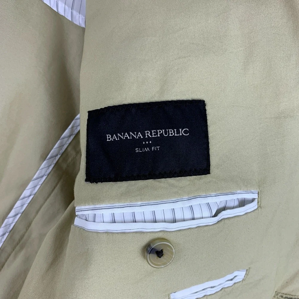 Banana Republic Slim Fit Blazer Sport Coat Suit Jacket 36R Tan 2 Button‎ Cotton